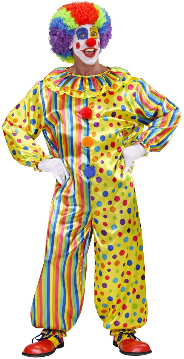 Clown & Nar Kostuum | Veelkleurige Clown Jumpsuit | Volwassen | Medium | Carnaval kostuum | Verkleedkleding